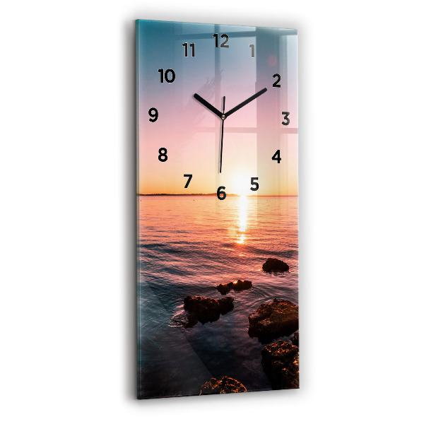Orologio verticale in vetro Rocce al tramonto