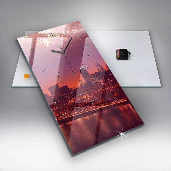 Orologio verticale in vetro La città di Filadelfia di notte