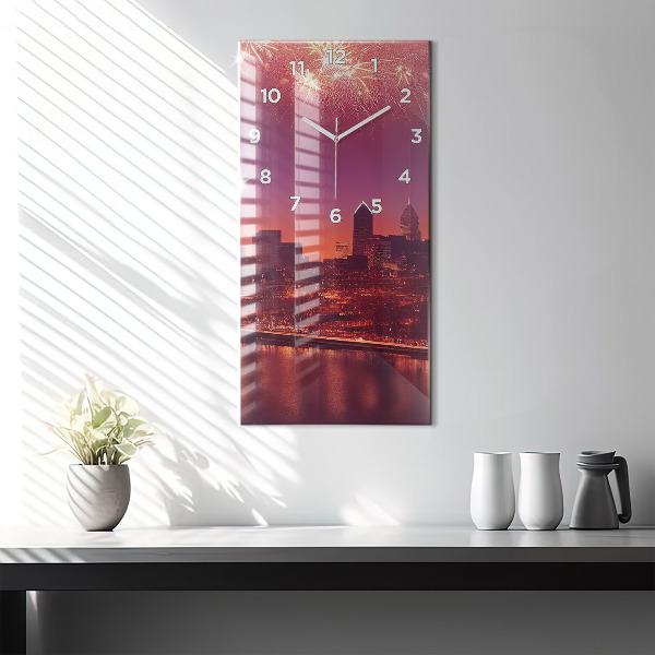 Orologio verticale in vetro La città di Filadelfia di notte