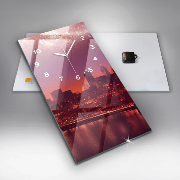 Orologio verticale in vetro La città di Filadelfia di notte