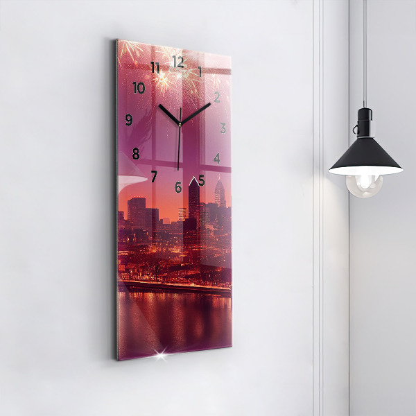 Orologio verticale in vetro La città di Filadelfia di notte