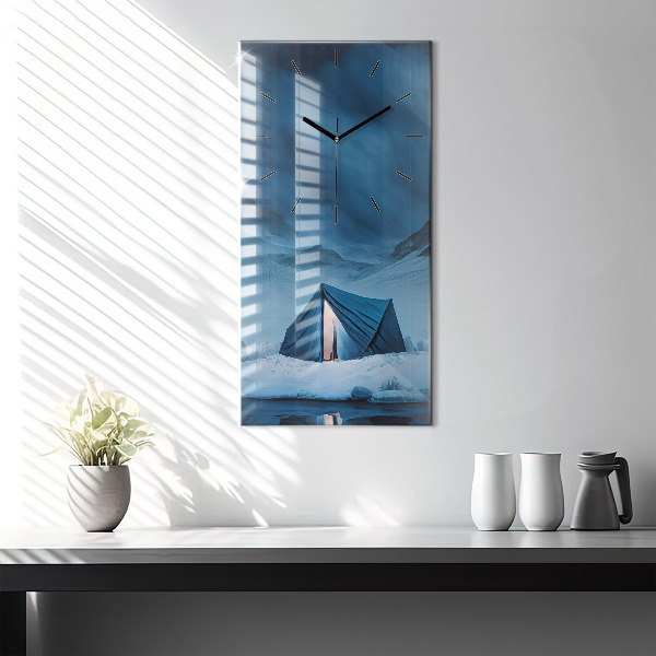 Orologio verticale in vetro Tenda sulle montagne dell'Islanda