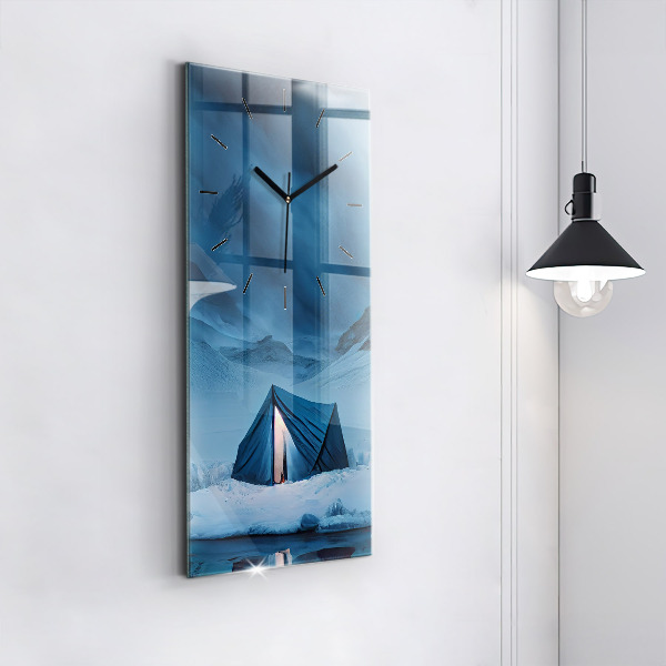 Orologio verticale in vetro Tenda sulle montagne dell'Islanda