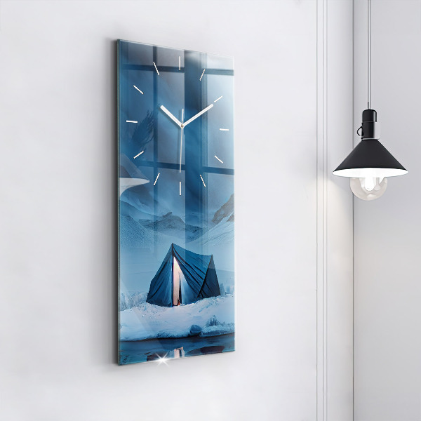 Orologio verticale in vetro Tenda sulle montagne dell'Islanda
