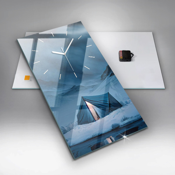 Orologio verticale in vetro Tenda sulle montagne dell'Islanda