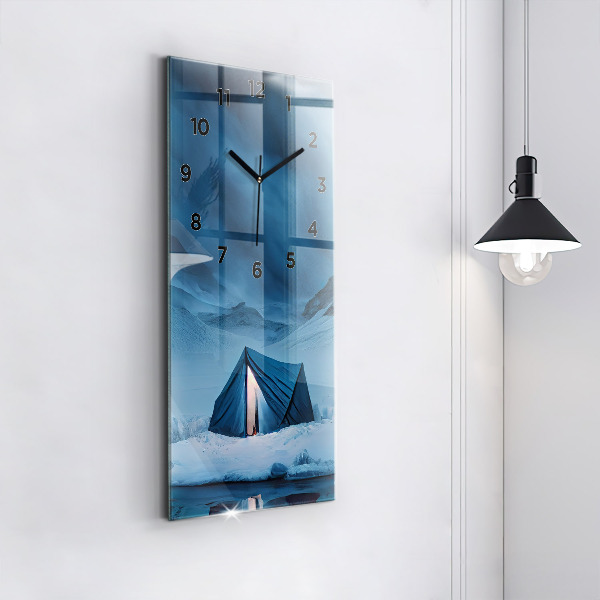 Orologio verticale in vetro Tenda sulle montagne dell'Islanda