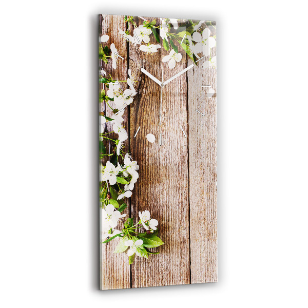 Orologio verticale Fiori su legno