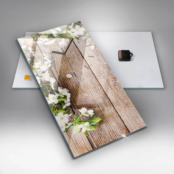 Orologio verticale Fiori su legno