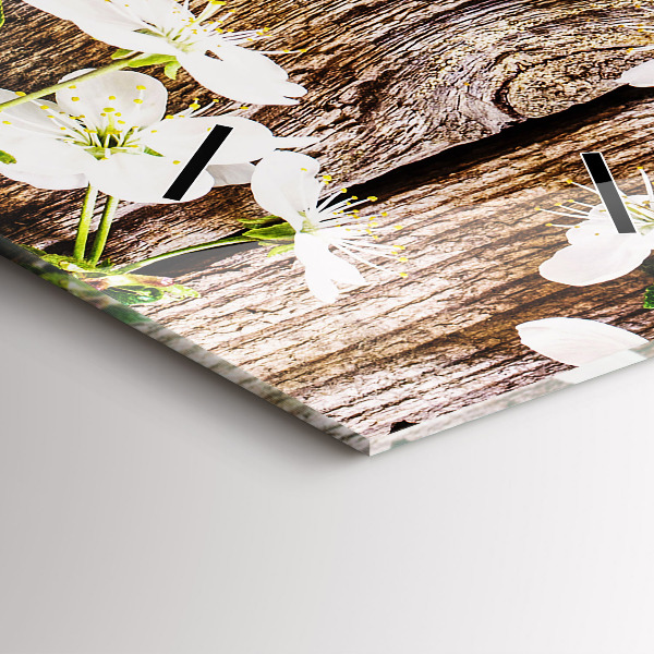 Orologio verticale Fiori su legno