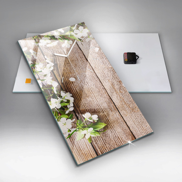 Orologio verticale Fiori su legno