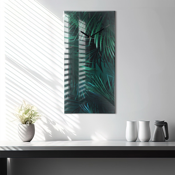Orologio verticale in vetro Foglie tropicali
