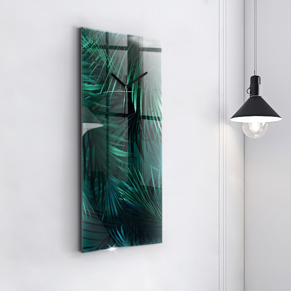 Orologio verticale in vetro Foglie tropicali