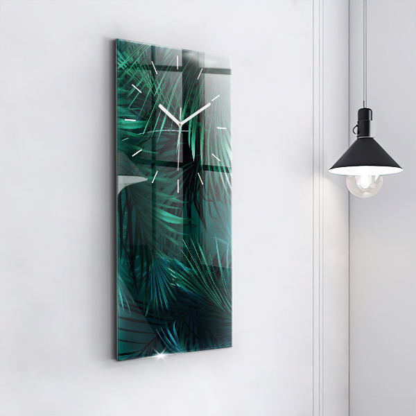 Orologio verticale in vetro Foglie tropicali