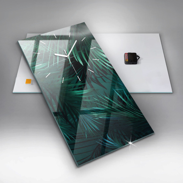 Orologio verticale in vetro Foglie tropicali