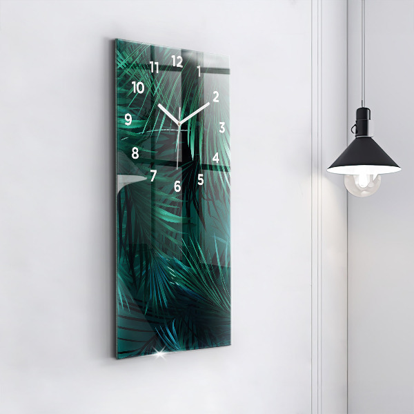 Orologio verticale in vetro Foglie tropicali