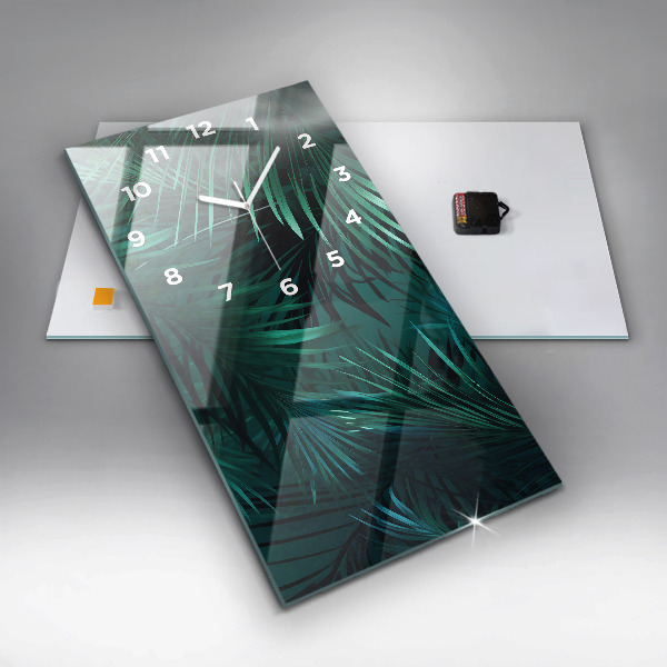 Orologio verticale in vetro Foglie tropicali