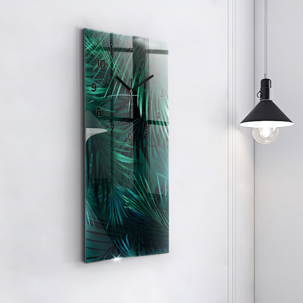 Orologio verticale in vetro Foglie tropicali