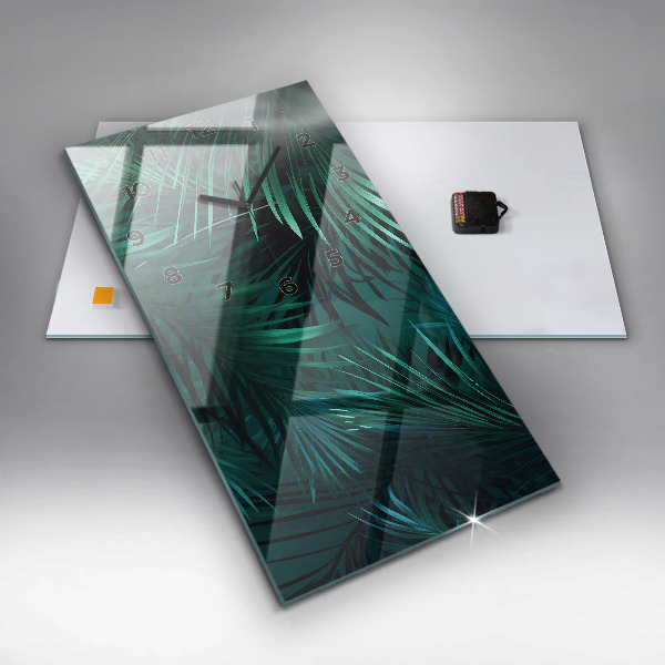 Orologio verticale in vetro Foglie tropicali