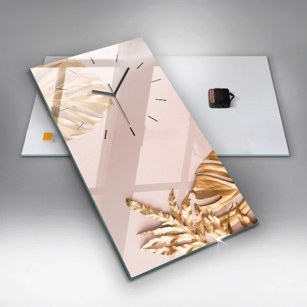 Orologio verticale Foglie tropicali dorate