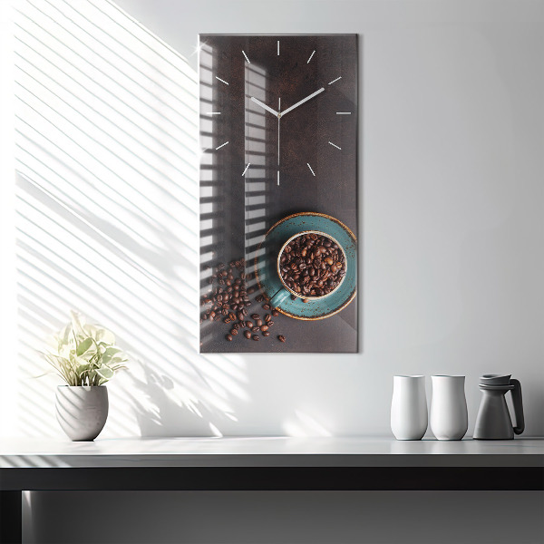 Orologio verticale in vetro Una tazza di caffè