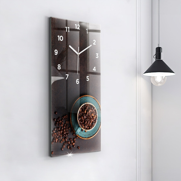 Orologio verticale in vetro Una tazza di caffè