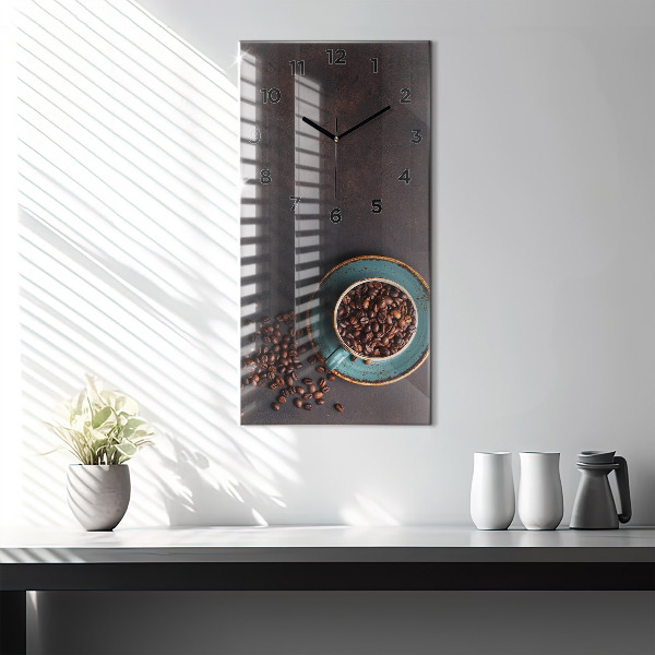 Orologio verticale in vetro Una tazza di caffè