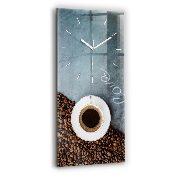 Orologio verticale in vetro Una tazza di caffè