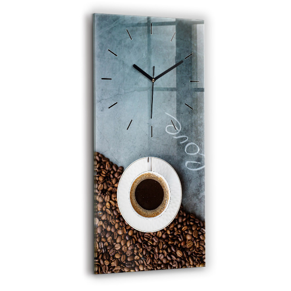 Orologio verticale in vetro Una tazza di caffè