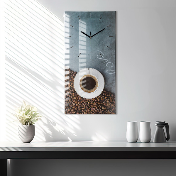 Orologio verticale in vetro Una tazza di caffè