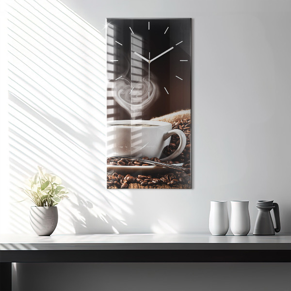Orologio verticale in vetro Una tazza di caffè