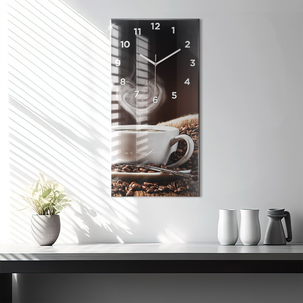 Orologio verticale in vetro Una tazza di caffè