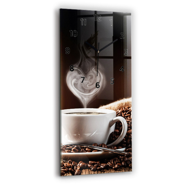Orologio verticale in vetro Una tazza di caffè