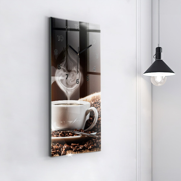 Orologio verticale in vetro Una tazza di caffè
