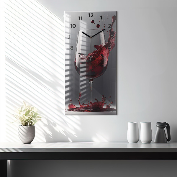 Orologio verticale in vetro Un bicchiere di vino rosso