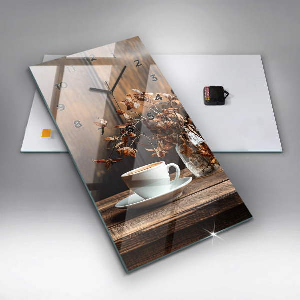 Orologio verticale in vetro Una tazza di caffè