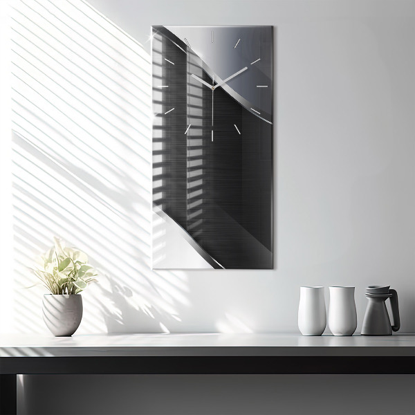 Orologio verticale in vetro Linee nere e argentate