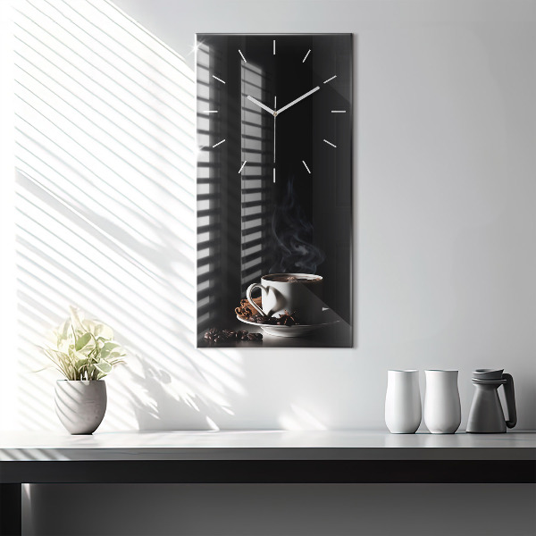Orologio verticale in vetro Una tazza di caffè