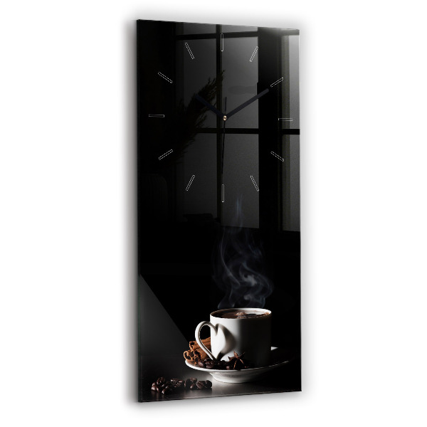 Orologio verticale in vetro Una tazza di caffè