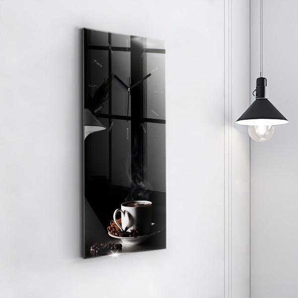 Orologio verticale in vetro Una tazza di caffè