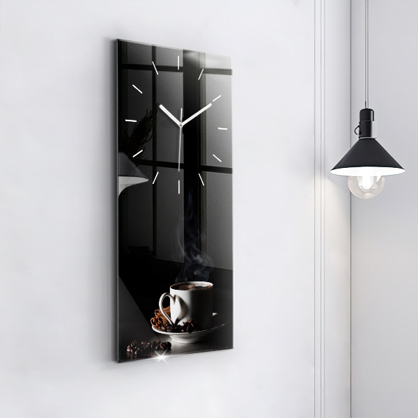 Orologio verticale in vetro Una tazza di caffè