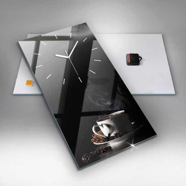 Orologio verticale in vetro Una tazza di caffè