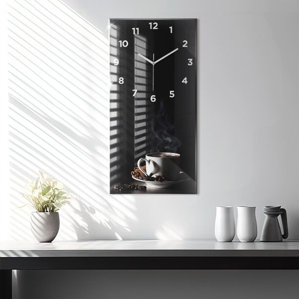 Orologio verticale in vetro Una tazza di caffè