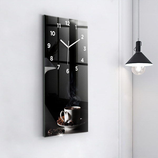 Orologio verticale in vetro Una tazza di caffè