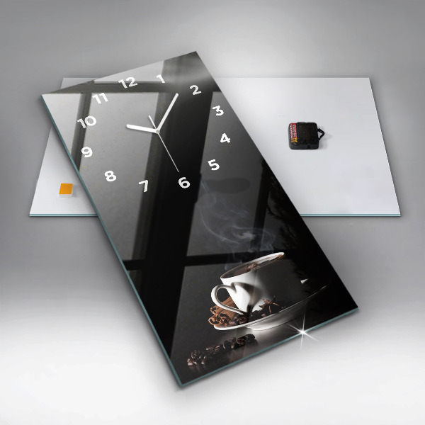 Orologio verticale in vetro Una tazza di caffè