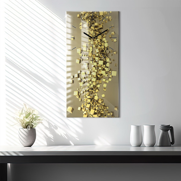 Orologio verticale in vetro Quadrati dorati