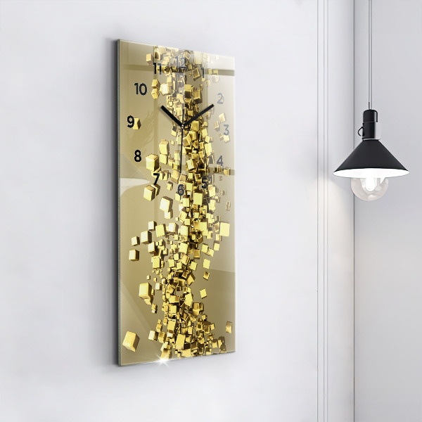 Orologio verticale in vetro Quadrati dorati