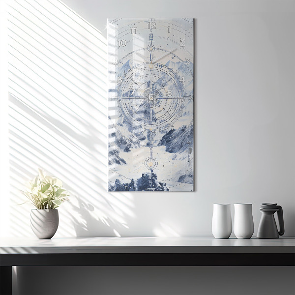 Orologio verticale in vetro Disegni blu
