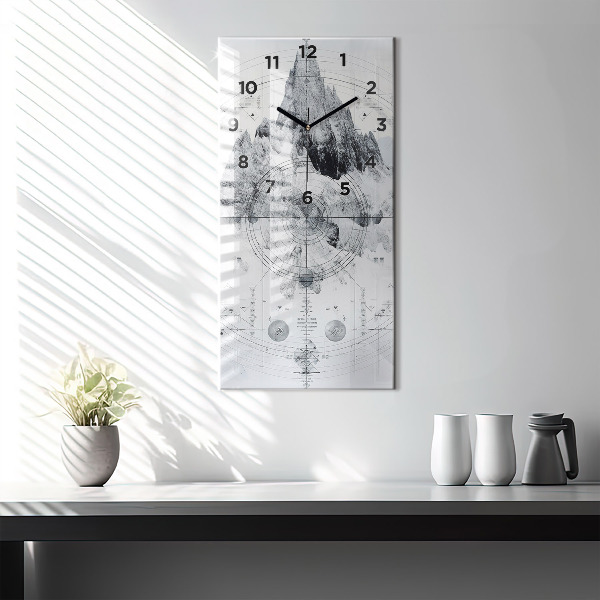 Orologio verticale in vetro Montagne dei cartoni animati