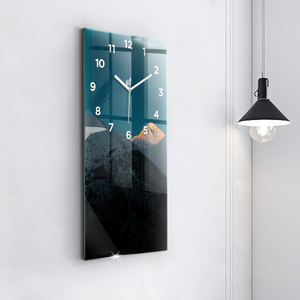 Orologio verticale in vetro Tramonto in montagna