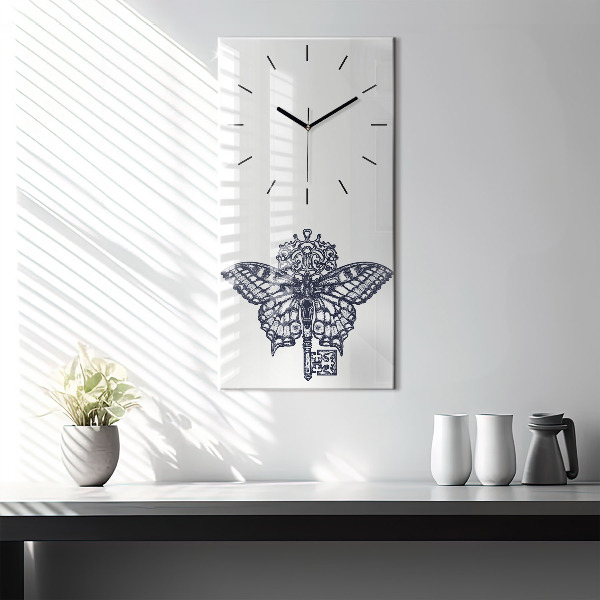 Orologio verticale Farfalla e chiave - stile boho
